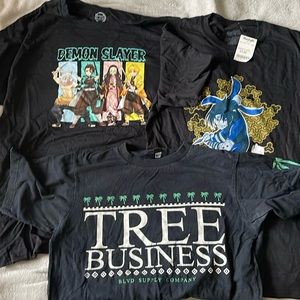 NWT pack of 3 Anime Men’s Short sleeve Graphic Tee shirts - size medium & large